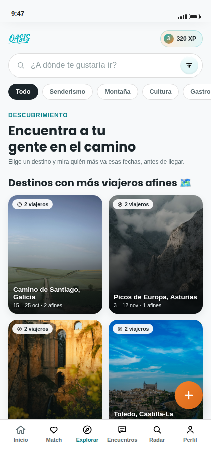 Pantalla de Explorar