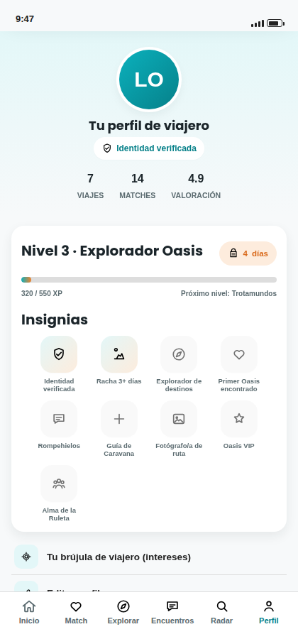 Pantalla de Perfil